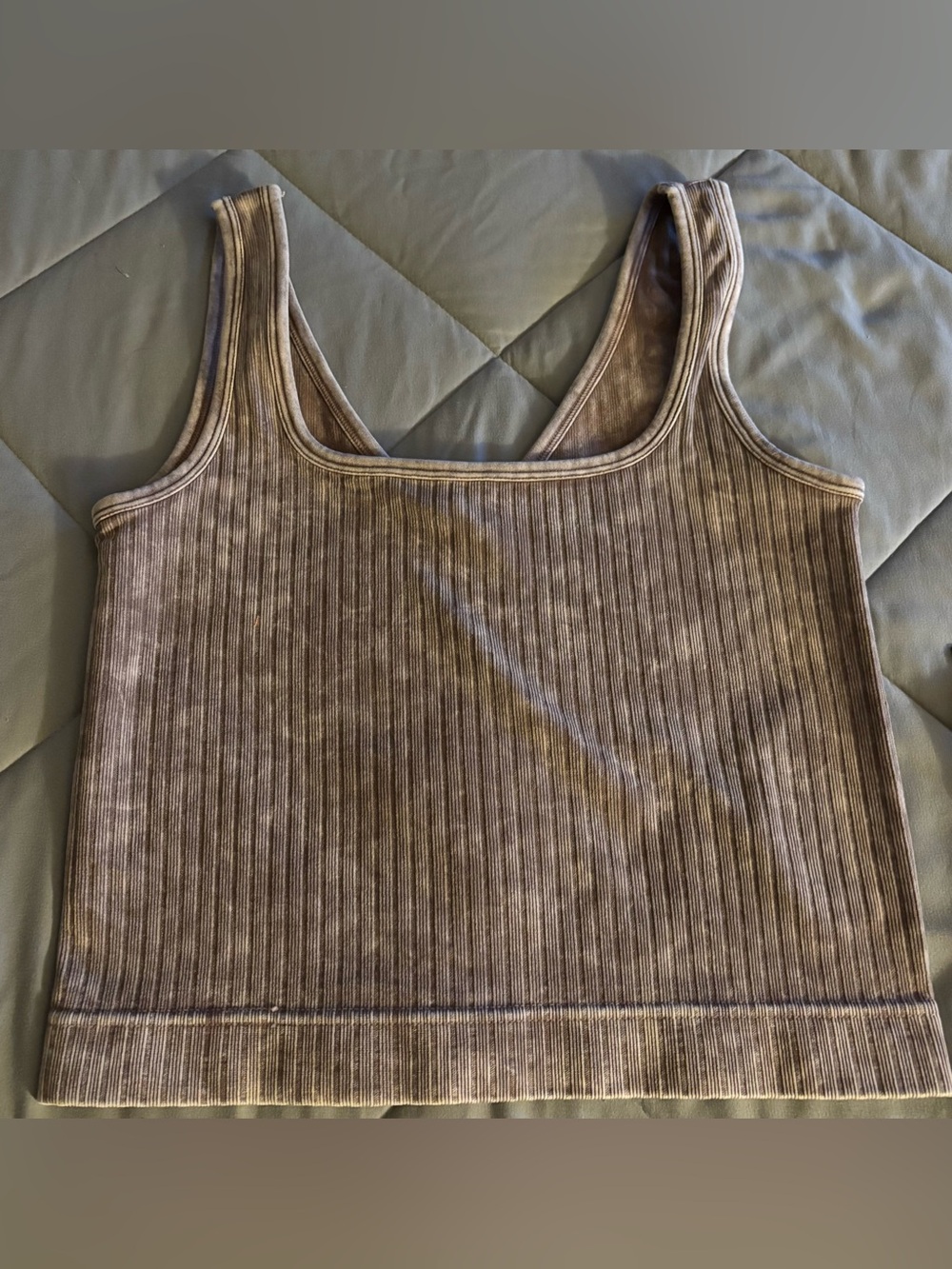 Zenana Washed Ribbed Cropped Tank Top in S/M & L/ XL in Mocha - Picture 2 of 6